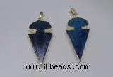 NGP2649 25*48mm - 28*54mm arrowhead agate pendants wholesale