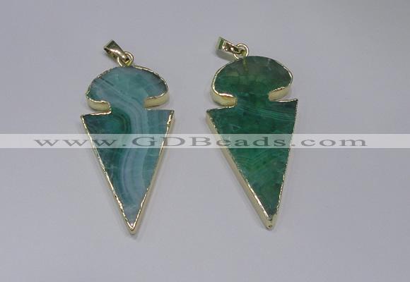 NGP2650 25*48mm - 28*54mm arrowhead agate pendants wholesale