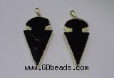 NGP2651 25*48mm - 28*54mm arrowhead agate pendants wholesale