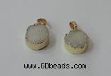 NGP2665 14mm - 15mm coin druzy quartz gemstone pendants