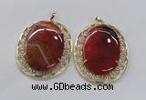 NGP2757 50*60mm oval agate gemstone pendants wholesale