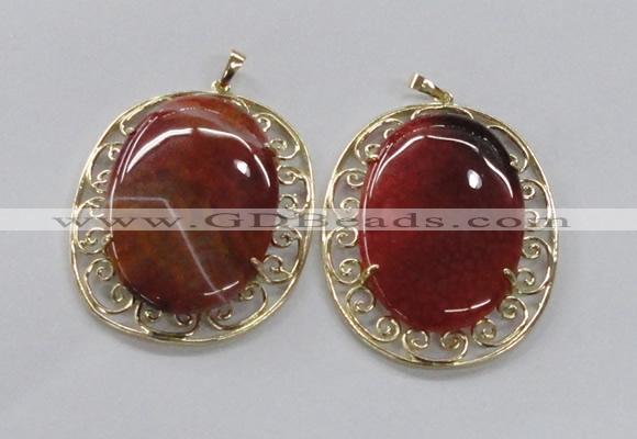 NGP2757 50*60mm oval agate gemstone pendants wholesale