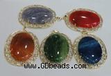 NGP2760 50*60mm oval agate gemstone pendants wholesale