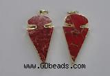 NGP2820 25*50mm - 27*55mm arrowhead sea sediment jasper pendants