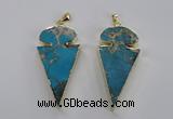 NGP2821 25*50mm - 27*55mm arrowhead sea sediment jasper pendants