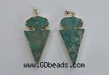 NGP2822 25*50mm - 27*55mm arrowhead sea sediment jasper pendants