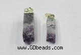 NGP2841 12*40mm - 14*50mm sticks druzy amethyst gemstone pendants