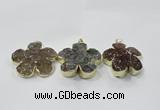 NGP2852 42*45mm - 50*52mm flower agate gemstone pendants