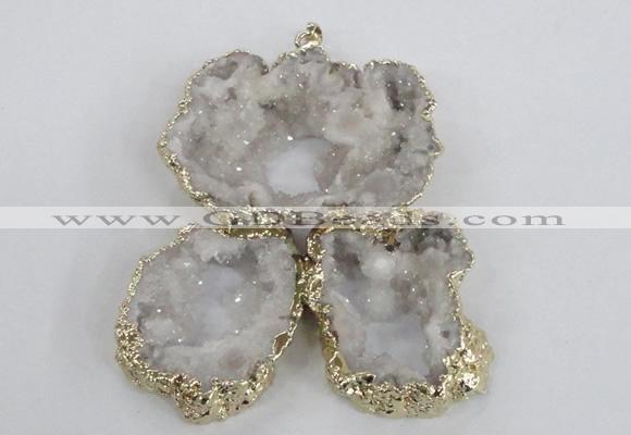 NGP2863 25*30mm - 40*45mm freeform druzy agate pendants