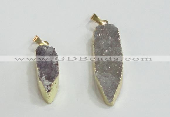 NGP2953 10*25mm - 12*40mm freeform druzy agate pendants wholesale