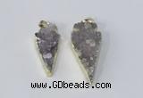 NGP2954 15*35mm - 20*45mm arrowhead druzy agate pendants wholesale