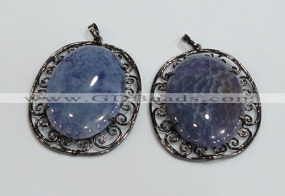 NGP2970 50*60mm oval agate gemstone pendants wholesale