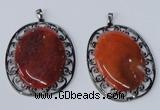 NGP2971 50*60mm oval agate gemstone pendants wholesale