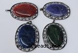 NGP2974 50*60mm oval agate gemstone pendants wholesale