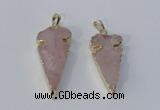 NGP3027 15*35mm – 20*50mm arrowhead rose quartz gemstone pendants