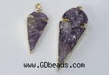 NGP3029 15*35mm – 20*50mm arrowhead amethyst gemstone pendants