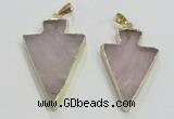 NGP3038 20*35mm – 25*40mm arrowhead rose quartz pendants