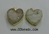 NGP3047 30*30mm heart druzy agate gemstone pendants