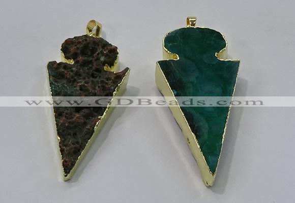 NGP3055 25*50mm - 28*55mm arrowhead agate pendants wholesale