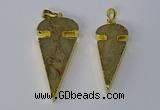 NGP3065 18*40mm – 22*50mm arrowhead sea sediment jasper pendants