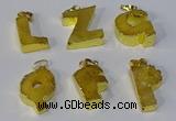 NGP3071 20*25mm - 25*30mm letter druzy agate pendants wholesale