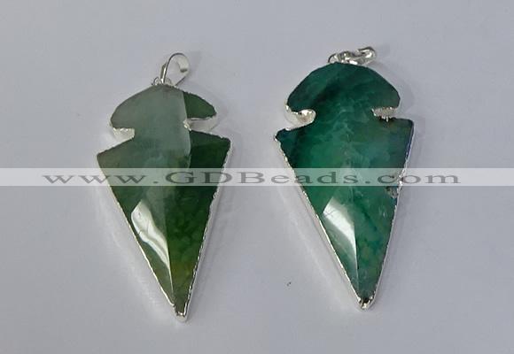 NGP3131 24*50mm - 26*55mm arrowhead agate gemstone pendants