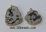 NGP3145 25*35mm - 40*50mm freeform plated druzy agate pendants