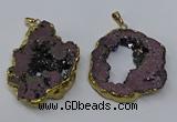 NGP3146 25*35mm - 40*50mm freeform plated druzy agate pendants