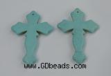 NGP3224 50*75mm cross turquoise gemstone pendants wholeasle