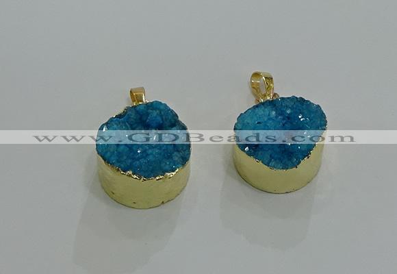 NGP3258 20mm - 22mm coin druzy agate pendants wholesale