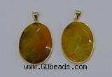 NGP3292 33*45mm faceted oval agate gemstone pendants wholesale