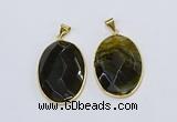 NGP3293 33*45mm faceted oval agate gemstone pendants wholesale