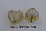 NGP3331 30*30mm - 35*35mm heart druzy agate gemstone pendants