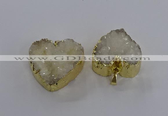 NGP3331 30*30mm - 35*35mm heart druzy agate gemstone pendants