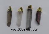 NGP3405 10*45mm - 12*55mm sticks plated quartz pendants wholesale