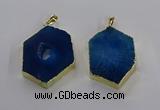 NGP3497 25*40mm - 30*45mm hexagon druzy agate pendants