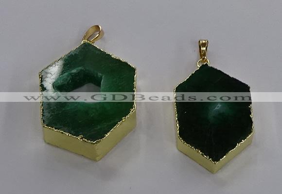 NGP3498 25*40mm - 30*45mm hexagon druzy agate pendants