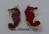 NGP3533 22*58mm - 25*55mm seahorse agate gemstone pendants