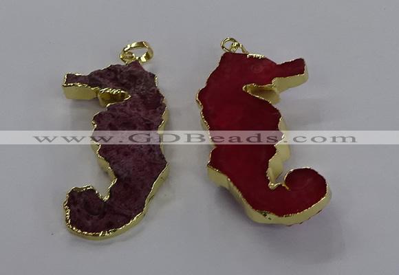 NGP3533 22*58mm - 25*55mm seahorse agate gemstone pendants