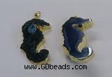 NGP3534 22*58mm - 25*55mm seahorse agate gemstone pendants