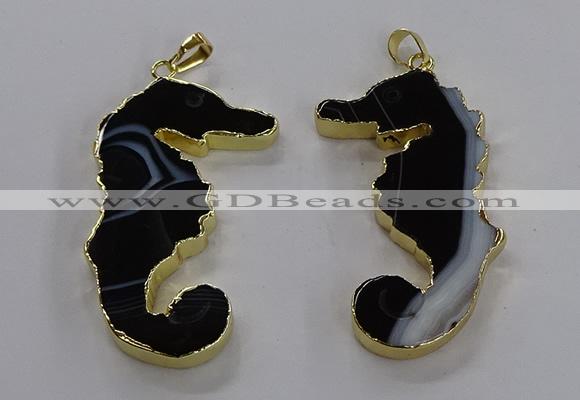 NGP3547 22*58mm - 25*55mm seahorse agate pendants wholesale