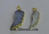 NGP3603 15*30mm - 18*40mm wing-shaped druzy agate pendants