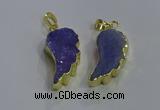 NGP3605 15*30mm - 18*40mm wing-shaped druzy agate pendants