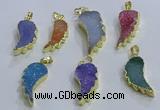 NGP3610 15*30mm - 18*40mm wing-shaped druzy agate pendants