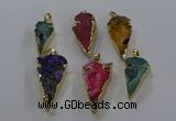 NGP3619 15*30mm - 20*40mm arrowhead druzy agate pendants