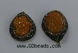 NGP3679 35*45mm teardrop plated druzy agate gemstone pendants