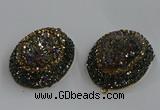 NGP3690 35*45mm oval plated druzy agate gemstone pendants