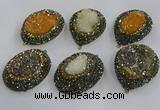 NGP3694 35*45mm freeform plated druzy agate gemstone pendants