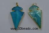 NGP3804 25*50mm - 28*55mm arrowhead agate gemstone pendants