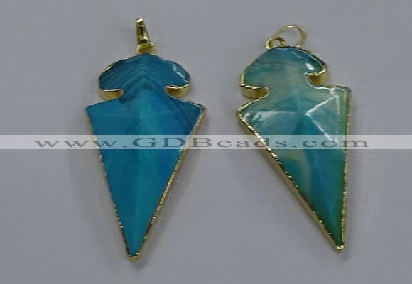 NGP3804 25*50mm - 28*55mm arrowhead agate gemstone pendants